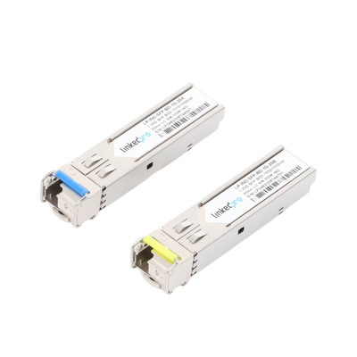 Transceptores Ópticos Industriales Bidireccionales SFP (Mini-Gbic) / Monomodo 1310 & 1550 nm / 1.25 Gbps / 1000BASE-BX / Conector LC/UPC Simplex / DDM / Hasta 20 km / 2 Piezas Transceptores Ópticos Industriales Bidireccionales SFP (Mini-Gbic) / Monomodo 1310 & 1550 nm / 1.25 Gbps / 1000BASE-BX / Conector LC/UPC Simplex / DDM / Hasta 20 km / 2 Piezas