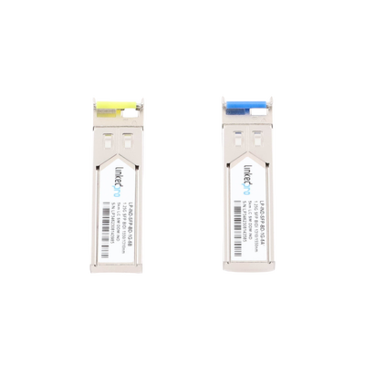 Transceptores Ópticos Industriales Bidireccionales SFP (Mini-Gbic) / Monomodo 1310 & 1550 nm / 1.25 Gbps / 1000BASE-BX / Conector LC/UPC Simplex / DDM / Hasta 5 km / 2 Piezas Transceptores Ópticos Industriales Bidireccionales SFP (Mini-Gbic) / Monomodo 1310 & 1550 nm / 1.25 Gbps / 1000BASE-BX / Conector LC/UPC Simplex / DDM / Hasta 5 km / 2 Piezas