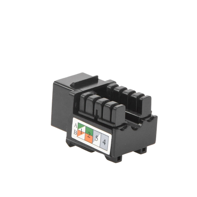 Módulo Jack Keystone Cat5e con terminación 110 (Punchdown) para faceplate - Color Negro