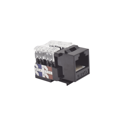 Módulo Jack Keystone Cat6 con terminación 110 (Punchdown) para faceplate - Color Negro