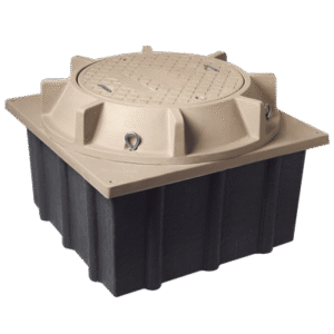 Registro Mini Manhole con tapa de concreto polimérico 4 ft x 4 ft x 2 ft, Resistencia 20 Toneladas, Uso Vehicular Pesado