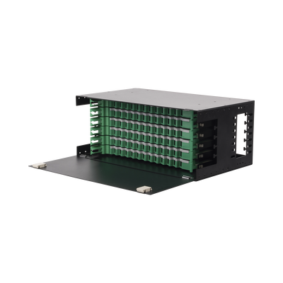 Distribuidor de Fibra Óptica con bandejas deslizables, vacío, 19in, acepta 72 adaptadores "LC Duplex" o "LC Simplex" o 72 "SC" Simplex, 4U