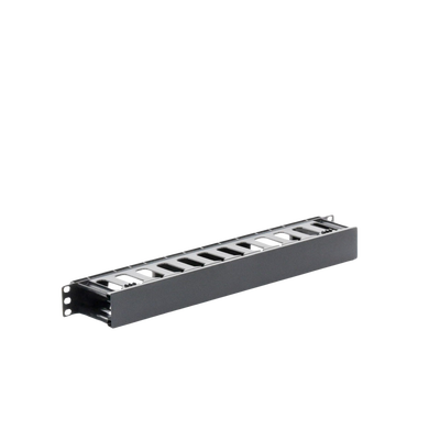 Organizador de Cables Horizontal de 1U para Rack de 19", Fabricado en Polímero Resistente a Deformaciones y Rayones