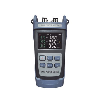 Medidor de Potencia Óptica (OPM) para Fibra Óptica en Redes FTTx / Soporta 3 Longitudes de Onda: 1310nm , 1490nm y 1550nm / Compatible con Conectores SC y FC