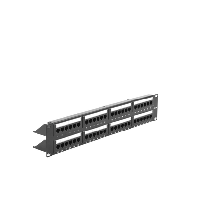 Panel de parcheo de impacto (110) UTP de 48 puertos Cat5e 19in, 2U con barra para organizar cable