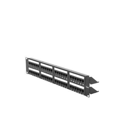 Panel de parcheo de impacto (110) UTP de 48 puertos Cat6, 19in, 2U, con barra para organizar cable