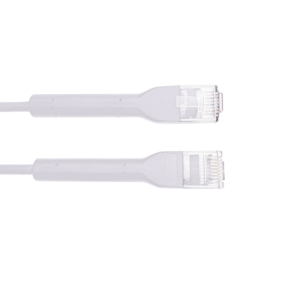 Mini Patch Cord Cat6 Ultra Slim 2 m Blanco – Ahorra Espacio sin Organizadores, con Bota Flexible