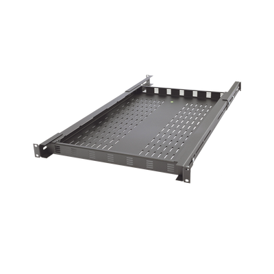 Charola Ventilada para Soportar Equipos en Rack, Profundidad Ajustable de 495 a 965 mm, 1U, Color Negro