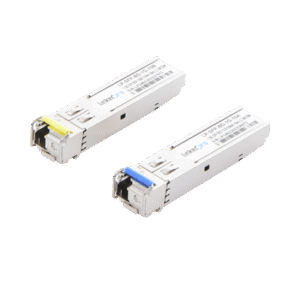 Transceptores Ópticos Bidireccionales SFP (Mini-Gbic) / Monomodo 1310 & 1550 nm / 1.25 Gbps / 1000BASE-BX / Conector LC/UPC Simplex / DDM / Hasta 10 km / 2 Piezas