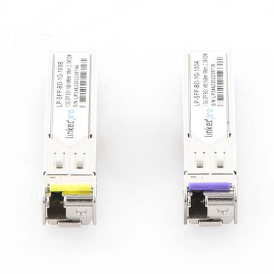 Transceptores Ópticos Bidireccionales SFP (Mini-Gbic) / Monomodo 1490 & 1550 nm / 1.25 Gbps / 1000BASE-BX / Conector LC/UPC Simplex / DDM / Hasta 100 km / 2 Piezas