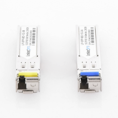 Transceptores Ópticos Bidireccionales SFP (Mini-Gbic) / Monomodo 1310 & 1550 nm / 1.25 Gbps / 1000BASE-BX / Conector LC/UPC Simplex / DDM / Hasta 3 km / 2 Piezas