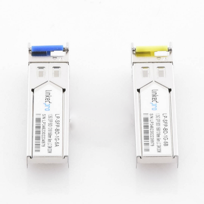 Transceptores Ópticos Bidireccionales SFP (Mini-Gbic) / Monomodo 1310 & 1550 nm / 1.25 Gbps / 1000BASE-BX / Conector LC/UPC Simplex / DDM / Hasta 5 km / 2 Piezas Transceptores Ópticos Bidireccionales SFP (Mini-Gbic) / Monomodo 1310 & 1550 nm / 1.25 Gbps / 1000BASE-BX / Conector LC/UPC Simplex / DDM / Hasta 5 km / 2 Piezas