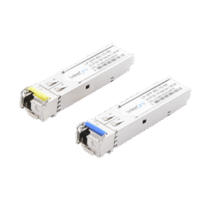 Transceptores Ópticos Bidireccionales SFP (Mini-Gbic) / Monomodo 1310 & 1550 nm / 1.25 Gbps / 1000BASE-BX / Conector LC/UPC Simplex / DDM / Hasta 5 km / 2 Piezas