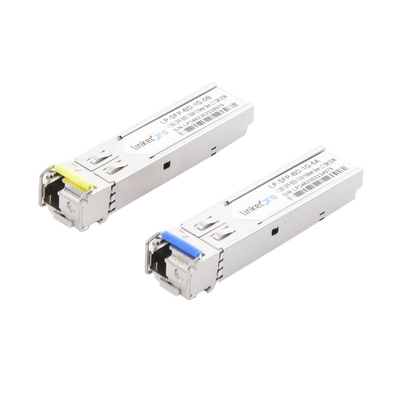 Transceptores Ópticos Bidireccionales SFP (Mini-Gbic) / Monomodo 1310 & 1550 nm / 1.25 Gbps / 1000BASE-BX / Conector LC/UPC Simplex / DDM / Hasta 5 km / 2 Piezas Transceptores Ópticos Bidireccionales SFP (Mini-Gbic) / Monomodo 1310 & 1550 nm / 1.25 Gbps / 1000BASE-BX / Conector LC/UPC Simplex / DDM / Hasta 5 km / 2 Piezas