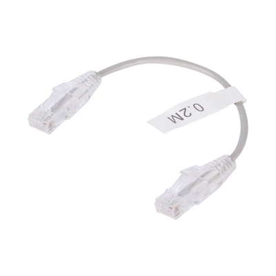 Cable de Parcheo Slim UTP Cat6 - 20 cm Gris Diámetro Reducido (28 AWG)