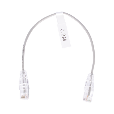 Cable de Parcheo Slim UTP Cat6 - 30 cm Gris Diámetro Reducido (28 AWG)