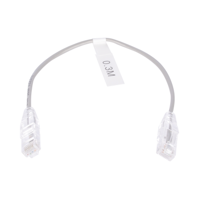 Cable de Parcheo Slim UTP Cat6 - 30 cm Gris Diámetro Reducido (28 AWG)