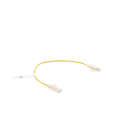 Cable de Parcheo Slim UTP Cat6 - 30 cm Amarillo Diámetro Reducido (28 AWG)