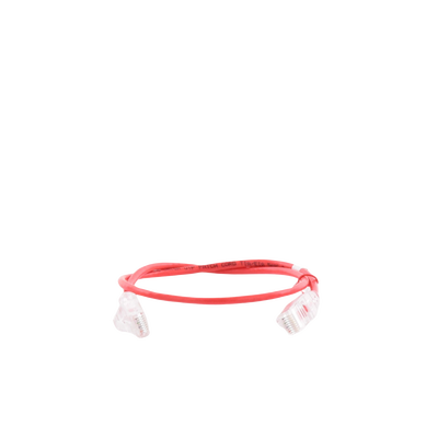 Cable de Parcheo Slim UTP Cat6A - 0.5 m Rojo, Diámetro Reducido (28 AWG)