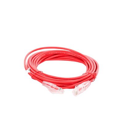Cable de Parcheo Slim UTP Cat6A - 5 m Rojo, Diámetro Reducido (28 AWG Cable de Parcheo Slim UTP Cat6A - 5 m Rojo, Diámetro Reducido (28 AWG