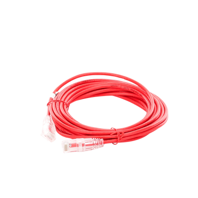 Cable de Parcheo Slim UTP Cat6A - 5 m Rojo, Diámetro Reducido (28 AWG Cable de Parcheo Slim UTP Cat6A - 5 m Rojo, Diámetro Reducido (28 AWG