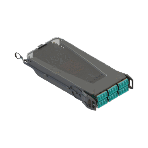 Cassette para empalme (Fusión) LightVerse, Hasta 24 fibras, Conectores LC/UPC "Shuttered", para fibra Multimodo OM3, 900um, 1 metro