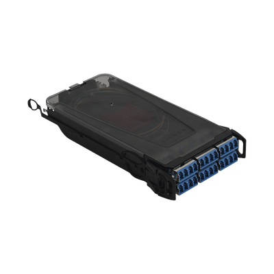 Cassette para empalme (Fusión) LightVerse, Hasta 24 fibras, Conectores LC/UPC "Shuttered", para fibra Monomodo, 900um, 1 metro