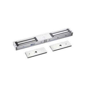 Chapa Magnética Doble para Aplicación en Puertas de Doble Hoja. 1200 lbs(x 2). LED