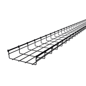 Charola tipo malla 66/200 mm con baño de pintura epóxica en color NEGRO, hasta 210 cables UTP Cat6, tramo 3 m Charola tipo malla 66/200 mm con baño de pintura epóxica en color NEGRO, hasta 210 cables UTP Cat6, tramo 3 m