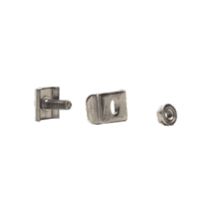 Kit 2 para unir tramos de charola, clema mediana, mas tornillo encastrado, con acabado Acero Inoxidable