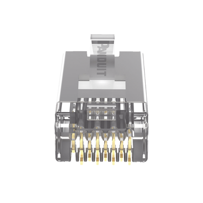 Plug RJ45 Cat5e Blindado, Para Cable UTP de Calibres 24-26 AWG, Chapado en Oro de 50 micras, Paquete de 100 piezas Plug RJ45 Cat5e Blindado, Para Cable UTP de Calibres 24-26 AWG, Chapado en Oro de 50 micras, Paquete de 100 piezas