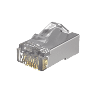 Plug RJ45 Cat5e Blindado, Para Cable UTP de Calibres 24-26 AWG, Chapado en Oro de 50 micras, Paquete de 100 piezas Plug RJ45 Cat5e Blindado, Para Cable UTP de Calibres 24-26 AWG, Chapado en Oro de 50 micras, Paquete de 100 piezas