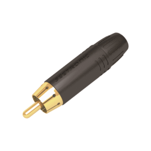 Conector Macho RCA | Carcasa Enchapada en Negro | Contacto Enchapado en Oro | Cable OD 3.5-6.5mm Conector Macho RCA | Carcasa Enchapada en Negro | Contacto Enchapado en Oro | Cable OD 3.5-6.5mm