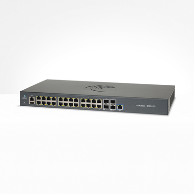 Switch cnMatrix EX2028-P capa 3 de 28 puertos (24 PoE Gigabit 802.3af/at, 4 SFP+) administración desde la Nube (MX-EX2028PxB-U) Switch cnMatrix EX2028-P capa 3 de 28 puertos (24 PoE Gigabit 802.3af/at, 4 SFP+) administración desde la Nube (MX-EX2028PxB-U)