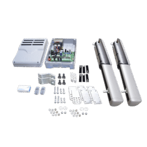 Kit de brazos para automatizar portones vehiculares abatibles de 2 hojas / 3 m / 400 kg / Uso residencial / Compatible con respaldo de energía