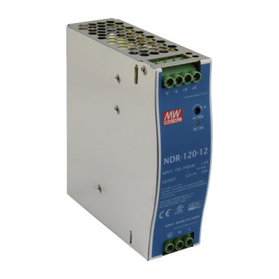 Fuente de poder industrial de 120 W, salida 12 Vcc, entrada 90~264 VCA, para montaje en riel DIN, Fuente de poder industrial de 120 W, salida 12 Vcc, entrada 90~264 VCA, para montaje en riel DIN,