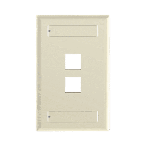 Placa de Pared Vertical, Salida Para 2 Puertos Keystone, Con Espacios Para Etiquetas, Color Marfil