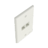 Placa de Pared Vertical, Salida Para 2 Puertos Keystone, Color Blanco Mate