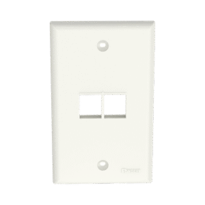 Placa de Pared Vertical, Salida Para 2 Puertos Keystone, Color Blanco Mate