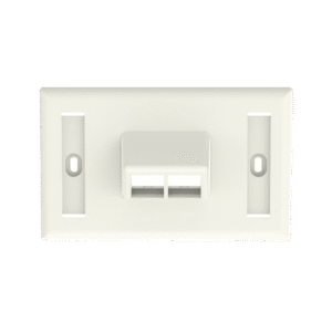 Placa de Pared Horizontal, Salida Para 2 Puertos Keystone, Con Espacios Para Etiquetas, Color Blanco Mate