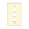 Placa de Pared Vertical, Salida Para 3 Puertos Keystone, Color Marfil