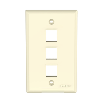 Placa de Pared Vertical, Salida Para 3 Puertos Keystone, Color Marfil