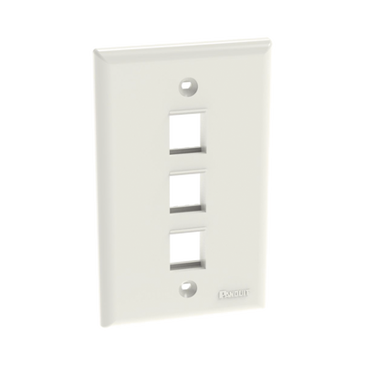 Placa de Pared Vertical, Salida Para 3 Puertos Keystone, Color Blanco Mate