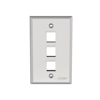 Placa de Pared Vertical, Salida Para 3 Puertos Keystone, Color Blanco