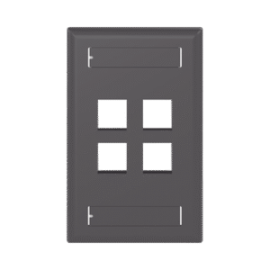 Placa de Pared Vertical, Salida Para 4 Puertos Keystone, Con Espacios Para Etiquetas, Color Negro