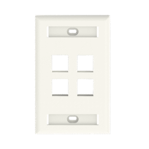 Placa de Pared Vertical, Salida Para 4 Puertos Keystone, Con Espacios Para Etiquetas, Color Banco Mate