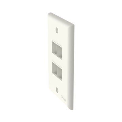Placa de Pared Vertical, Salida Para 4 Puertos Keystone, Color Blanco Mate