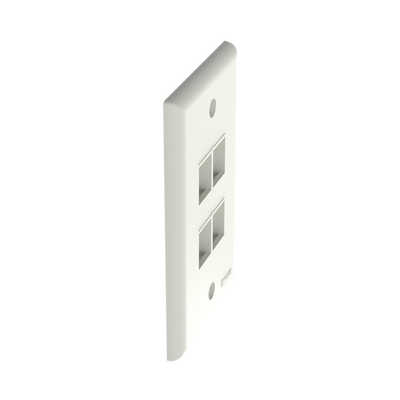 Placa de Pared Vertical, Salida Para 4 Puertos Keystone, Color Blanco Mate