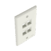 Placa de Pared Vertical, Salida Para 4 Puertos Keystone, Color Blanco Mate