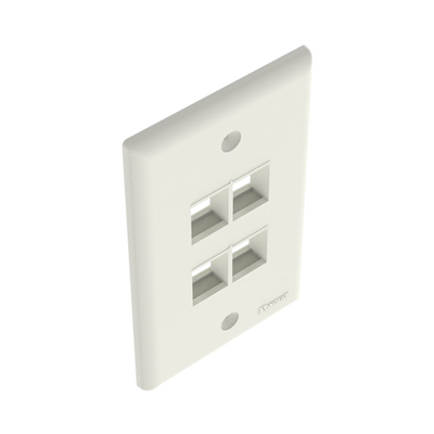 Placa de Pared Vertical, Salida Para 4 Puertos Keystone, Color Blanco Mate